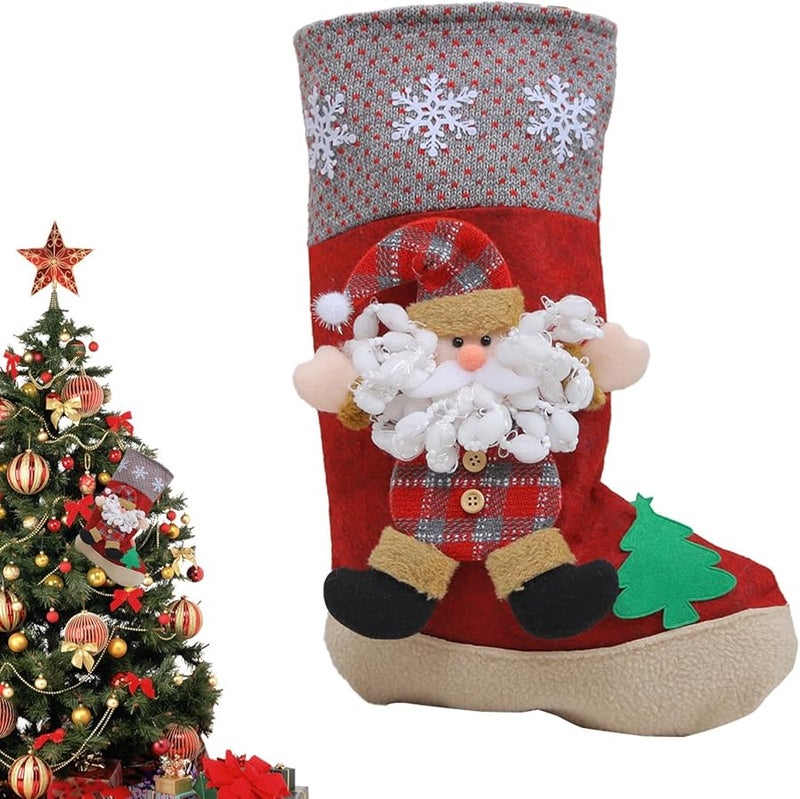 جوارب عيد الميلاد مع 3 ندفات ثلجية نمط الرجل العجوز ديكورات عائلية للعطلات - Image 1